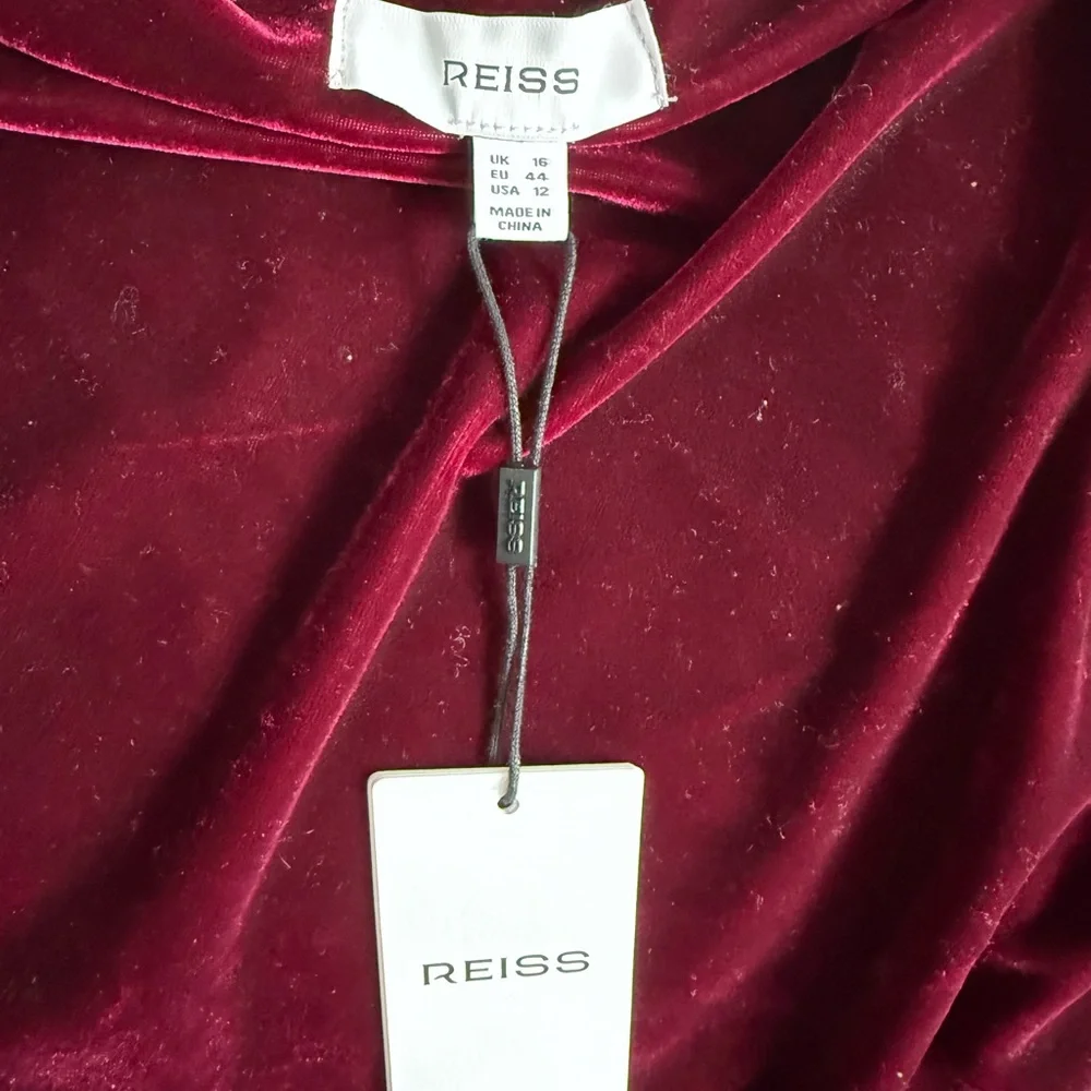 Reiss Deep Red Velvet Cocktail Dress - Picture 2 of 3